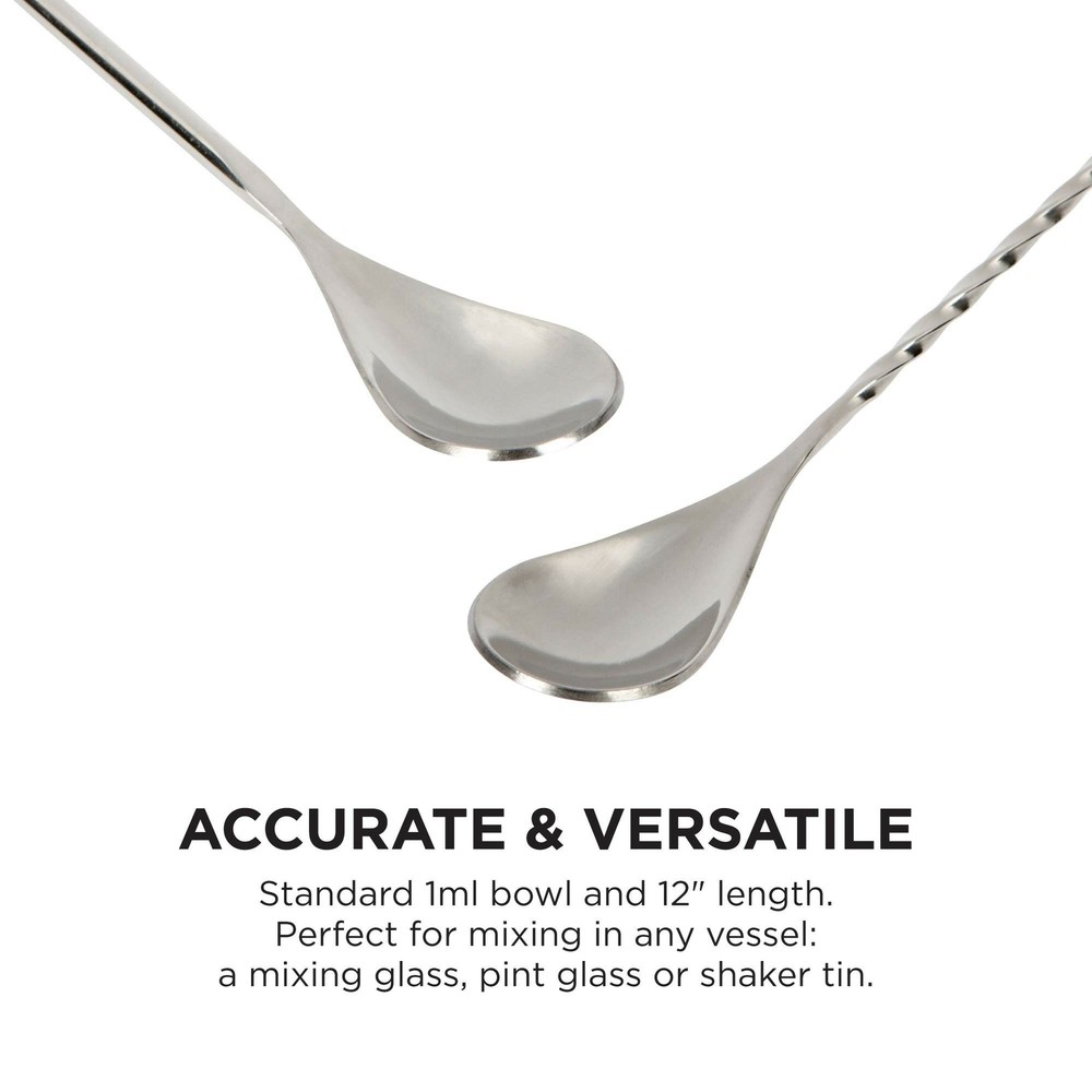 Heavyweight Professional Bar Spoons - 2pc Set (Spiral Handle & Smooth Handle)...