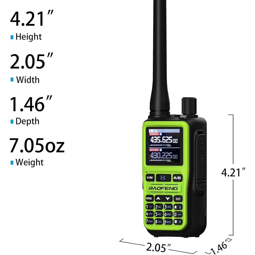 2x UV5R-Mini Ham Compact Radio Green Bluetooth App Program 999CH USB-C Charge