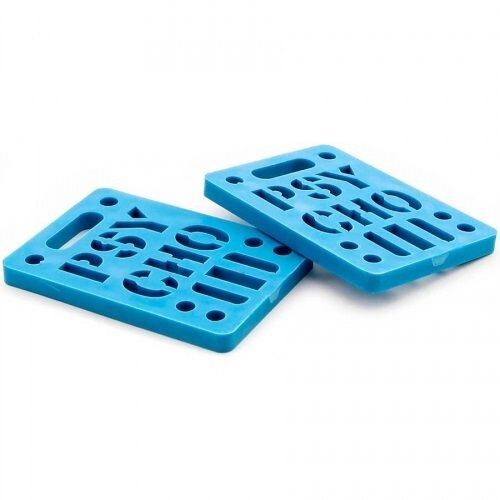 VISION PSYCHO STENCIL LOGO 1/4" SKATEBOARD TRUCK RISERS - BLUE