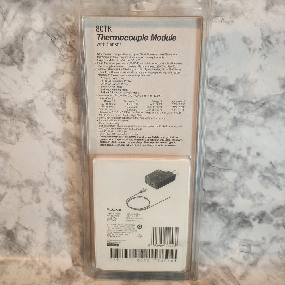 Fluke 80TK Thermocouple Module. Original Packaging.