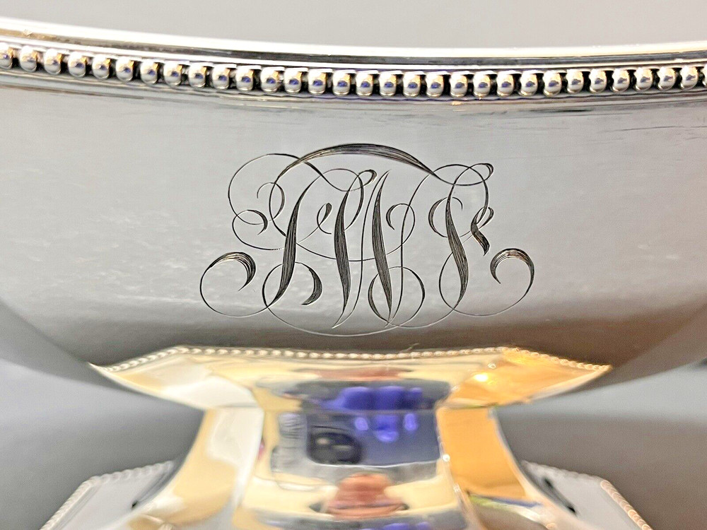 Gorham Sterling Silver Footed Bowl Monogrammed 560.3 Gr. #121 Rectangular Bowl