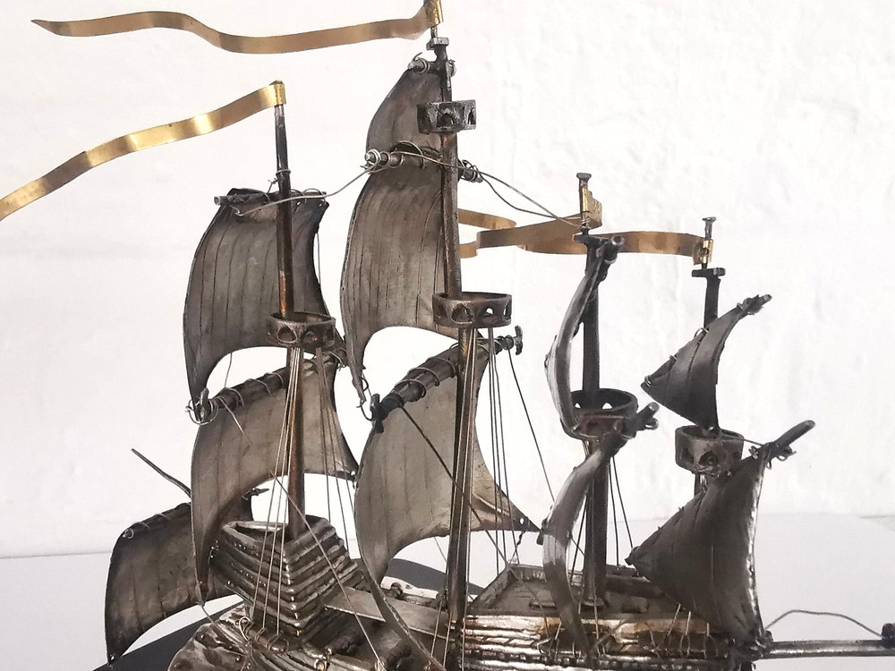 Solid Silver Mary Rose Ship Model - Birm. 1981