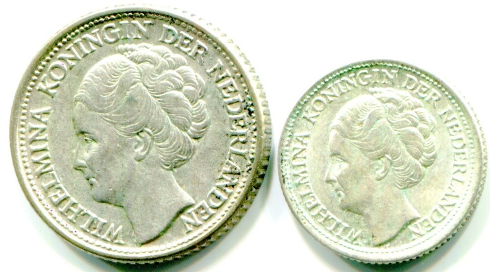 1944 Netherlands Silver 25 Cent and 10 Cent !!