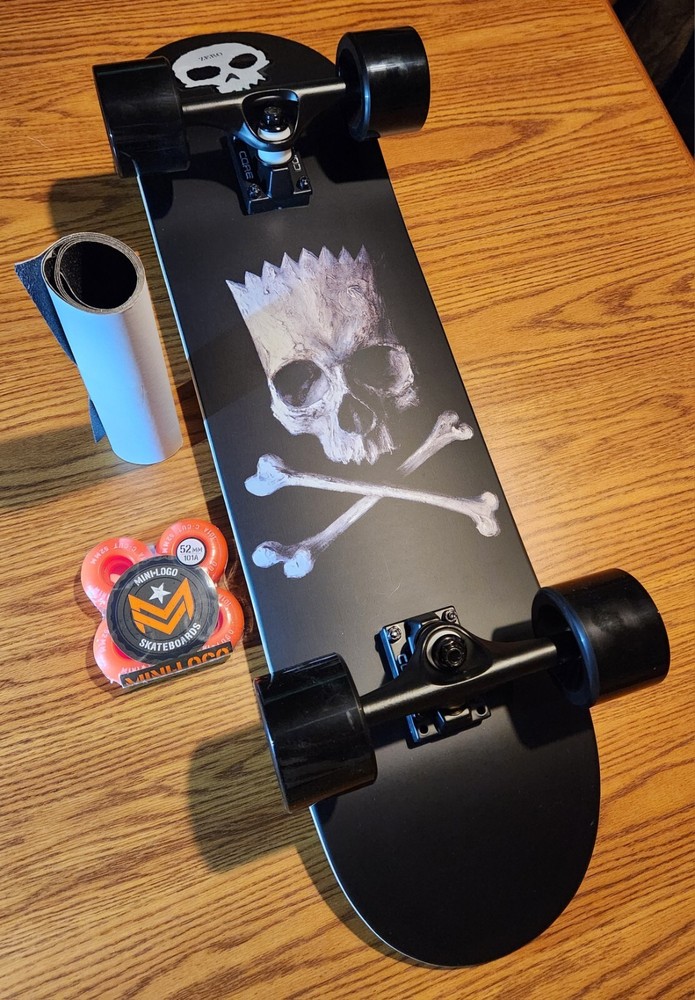 ZERO Skateboards Black Bart "BONES" Simpson 32" Double Kick,+Xtra Wheels n Grip.