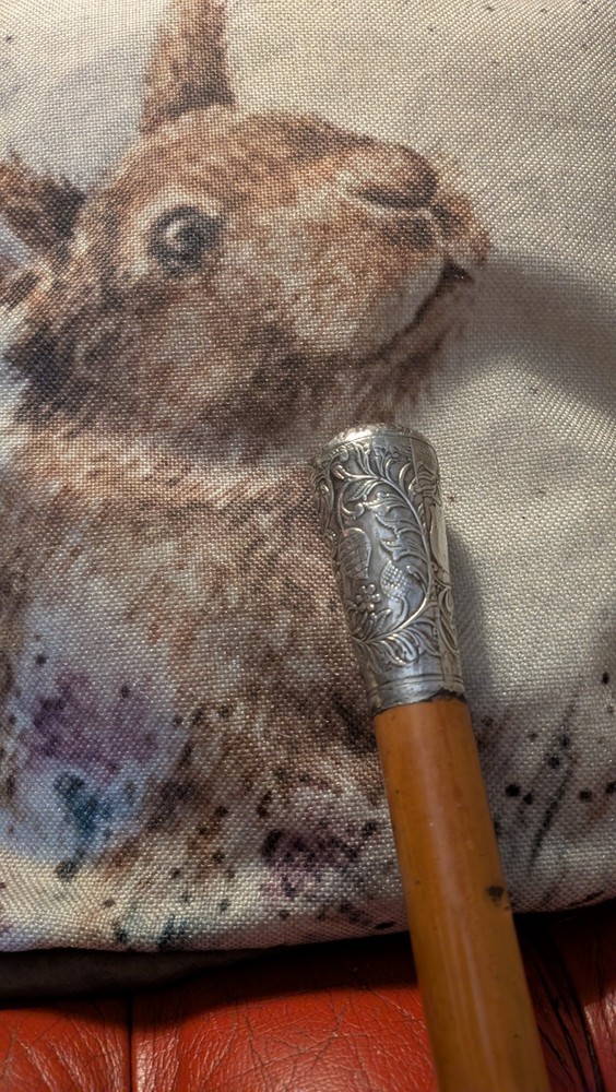 WW1 Military Swagger Walking Stick - Silver Top