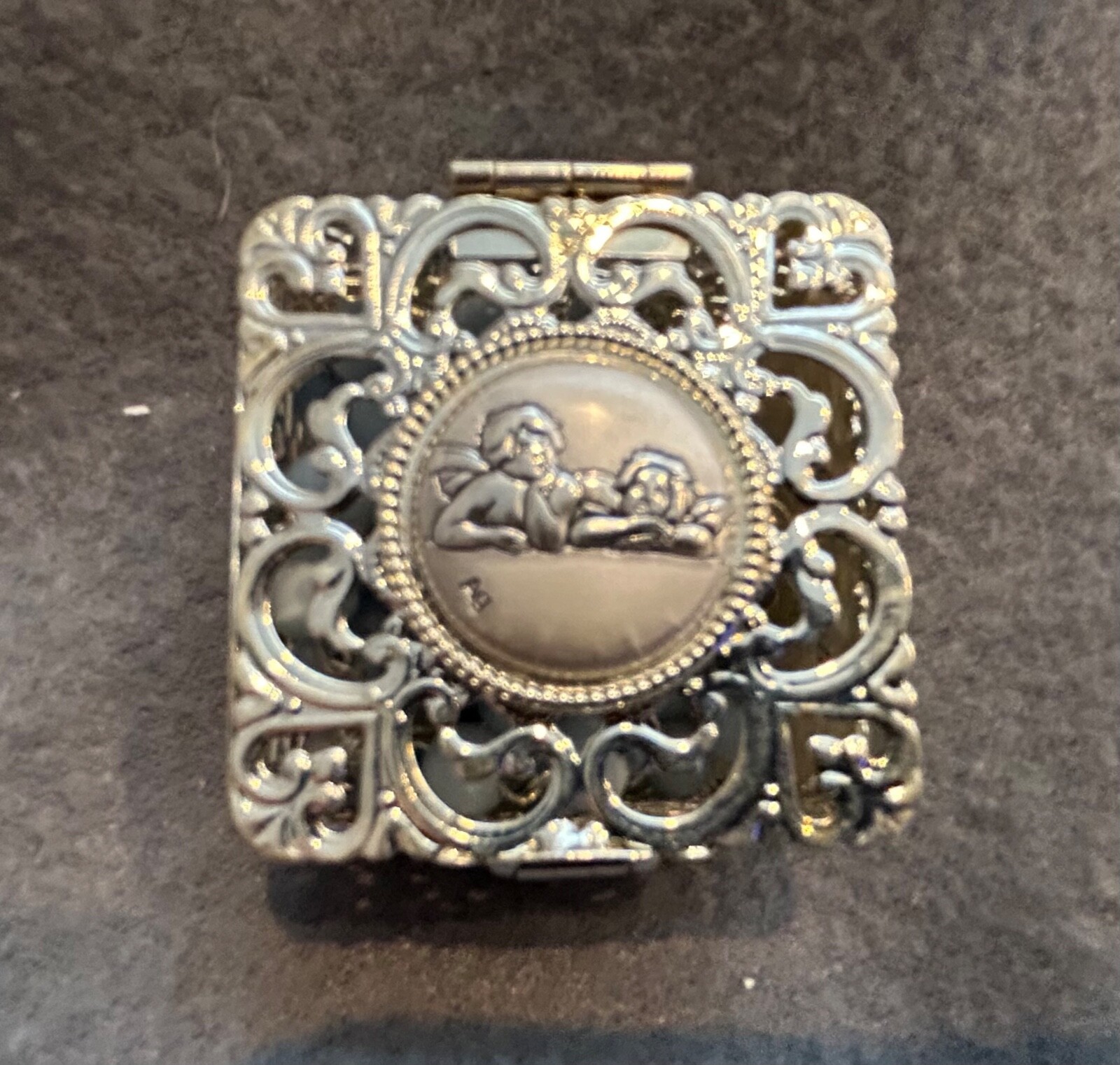 DeSantis ARGENTI (Italy) - 925 S. Silver Rosary in Filigree  Box - ANGELS - Blue