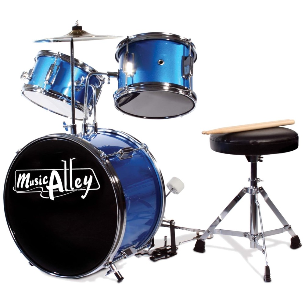 Kids 3-Piece Drum Set with Sticks & Throne