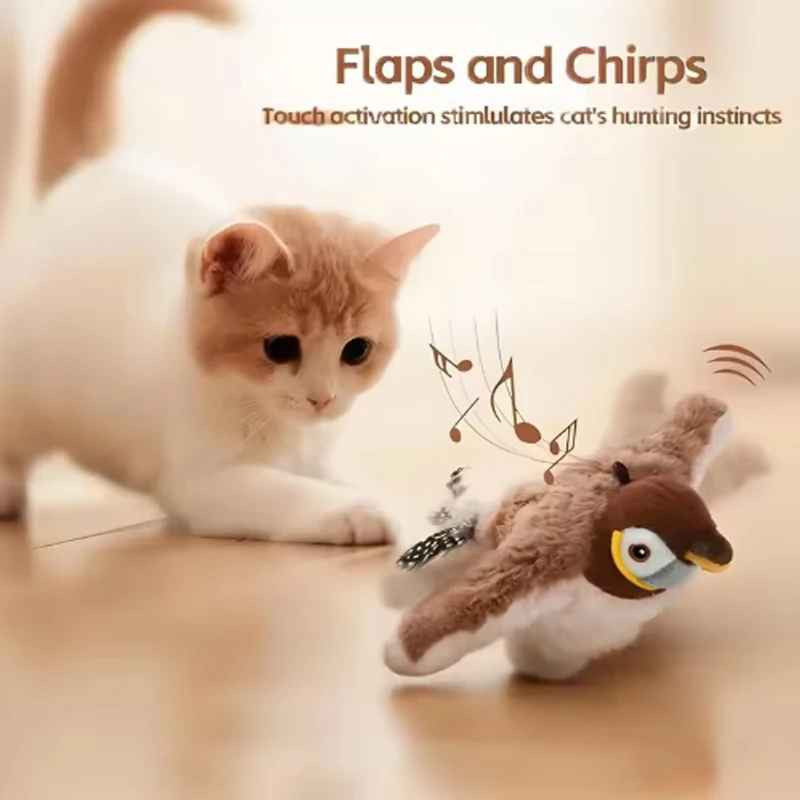 USB Interactive Flying Bird Cat Toy Realistic Sparrow Simulation Electronic US