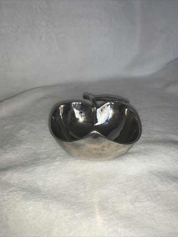 Vintage Silverplate Apple Shaped Dish Trinket Candy Nuts