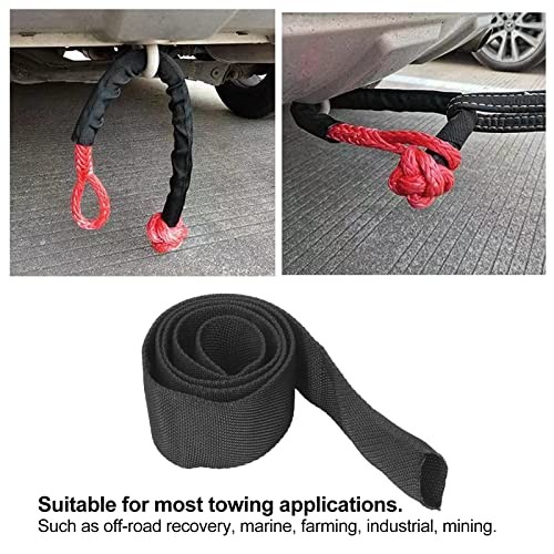 Rope Protector Sleeve, Polyester Winch Rope Protective Sleeve Black 2M
