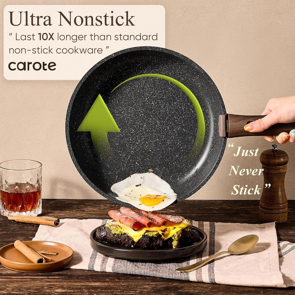 CAROTE 19Pc Nonstick Cookware Set Detachable Handle