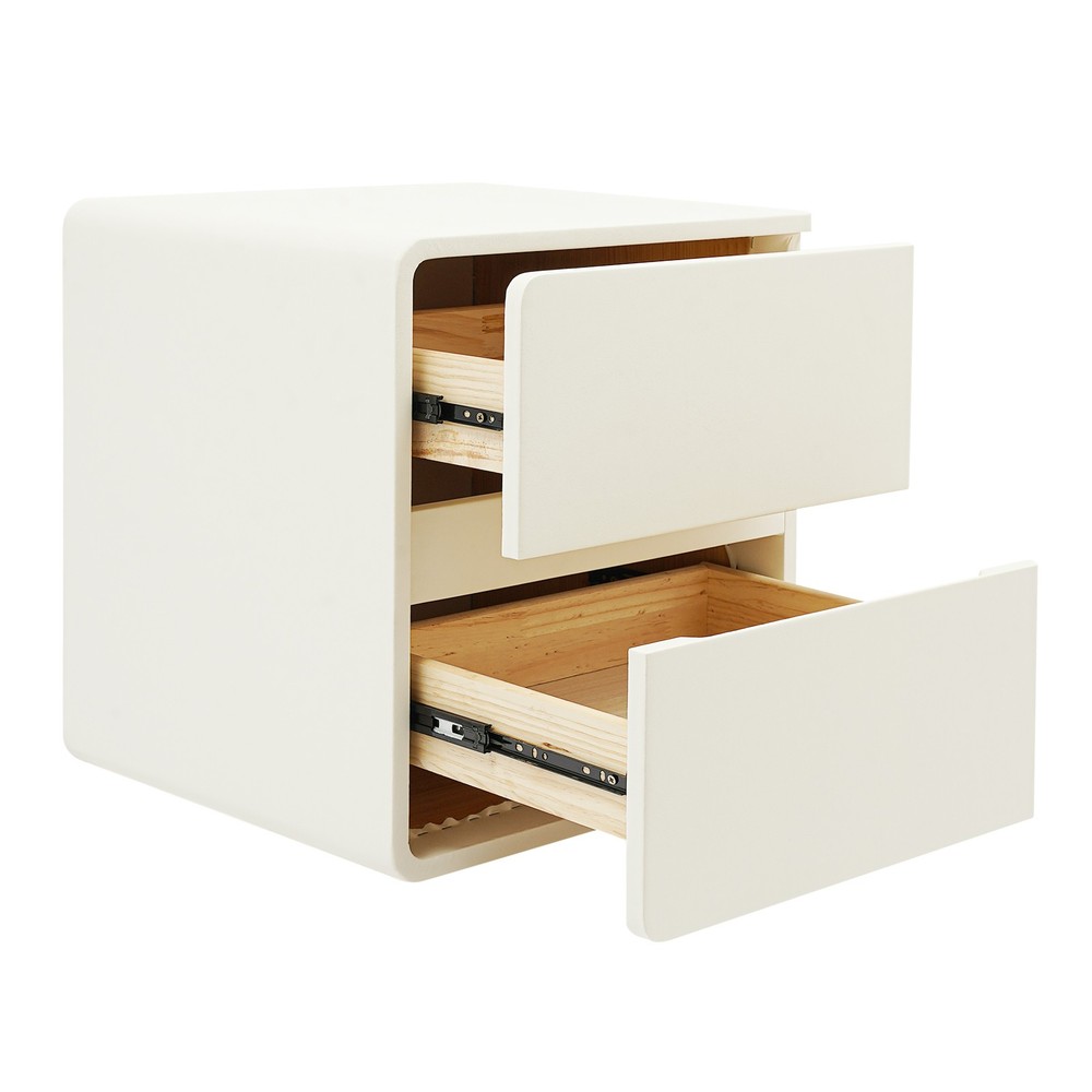 2-Drawer Minimalist Bedside Table, Nightstand with Microfibre Leather Wrap