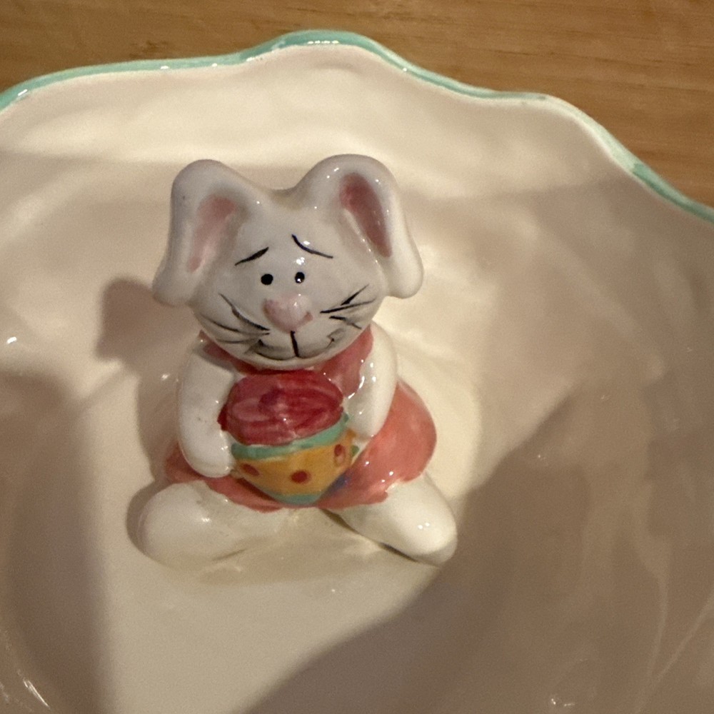 Happy Easter Bunny In Bowl Candy Dish