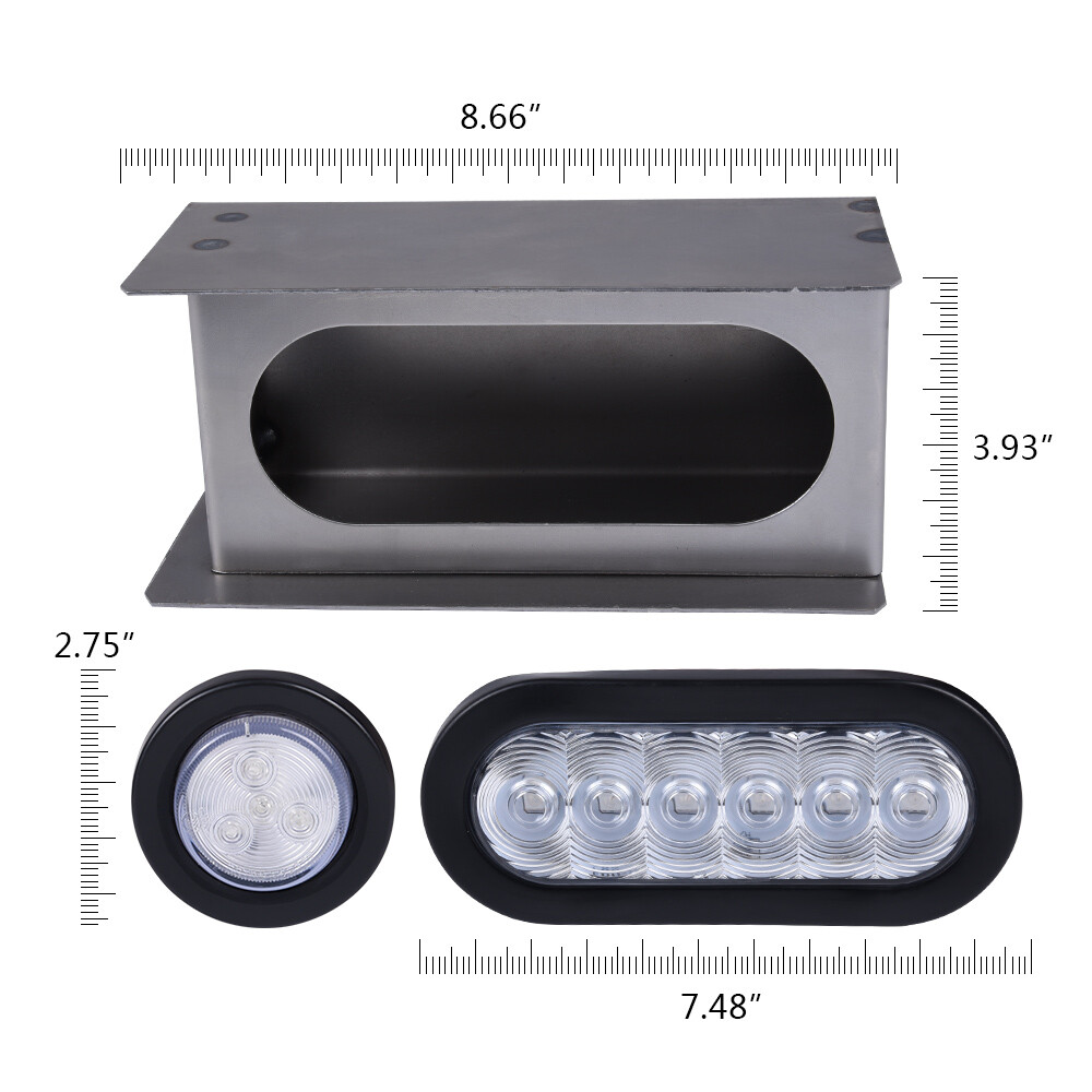 Fit For Trailer/Truck LED Steel Housing Box 6"Oval Tail Light 2"Marker Light New
