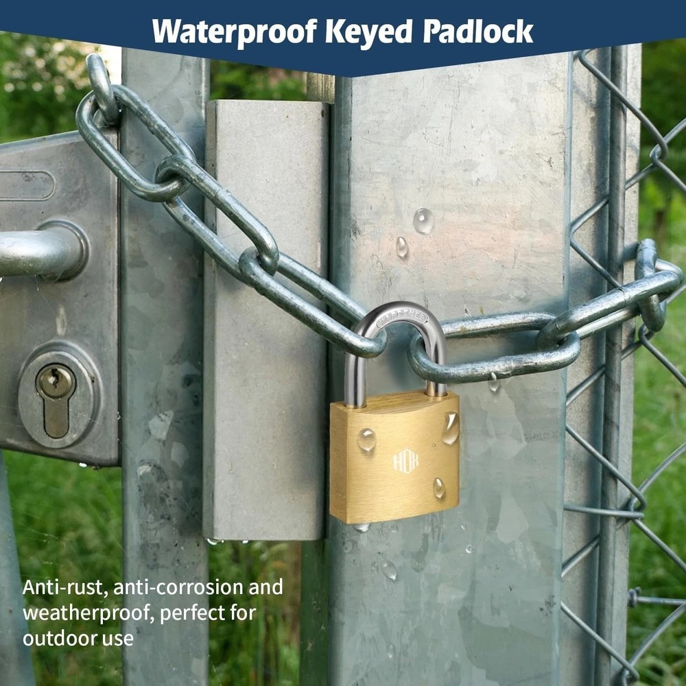 Heavy Duty 12-Pack Padlocks, Solid Brass, Keyed Alike, All-Weather Security