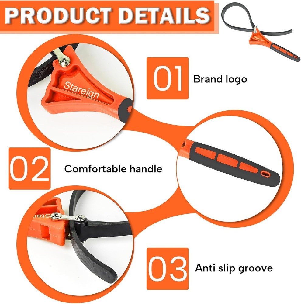 2-Pack Adjustable Rubber Strap Wrench Set - 4" & 6" Heavy Duty USA Made