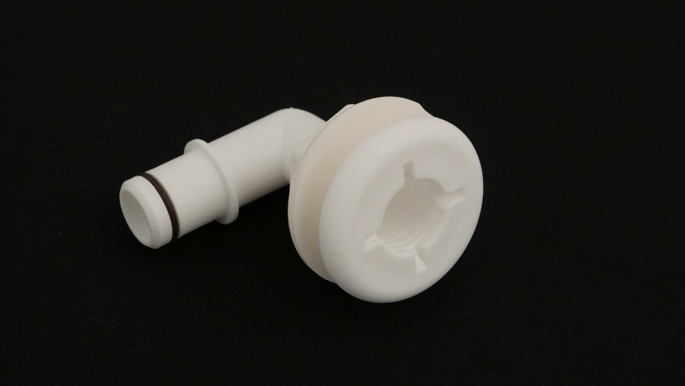 Flow-Rite MA-027-QLW 3/4" Elbow Flanged Thru-hull, Qwik-Lok, White