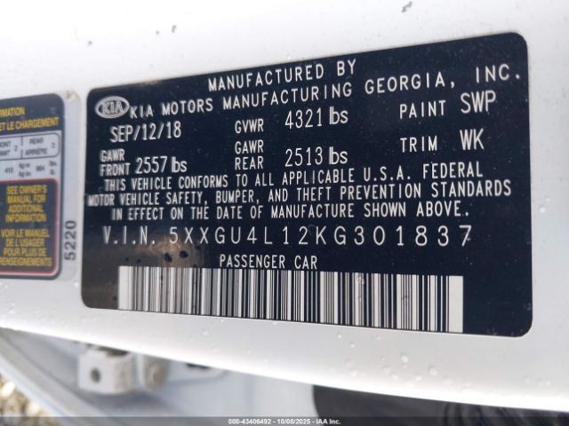 LEFT REAR DOOR WINDOW REGULATOR OEM 2018 KIA OPTIMAKIA