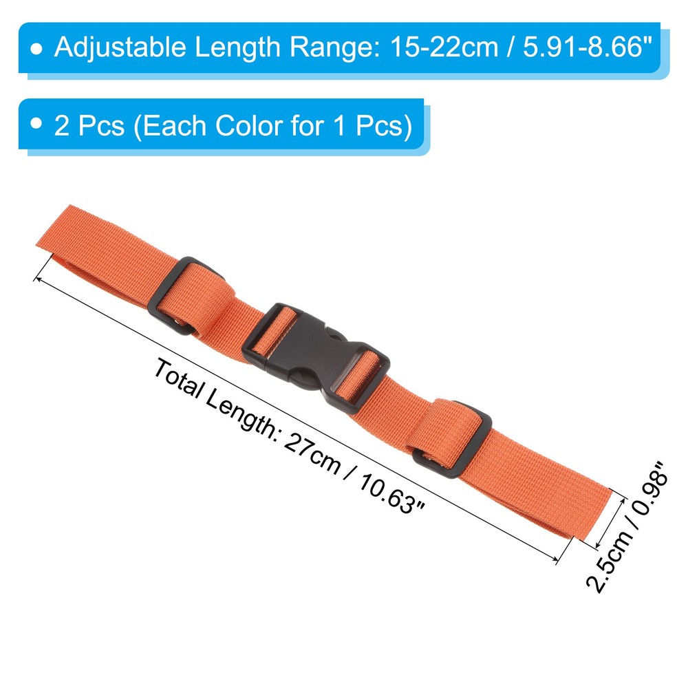 2Pcs Backpack Chest Strap Set Strap with Quick-Release Buckle, Sky Blue,Orange