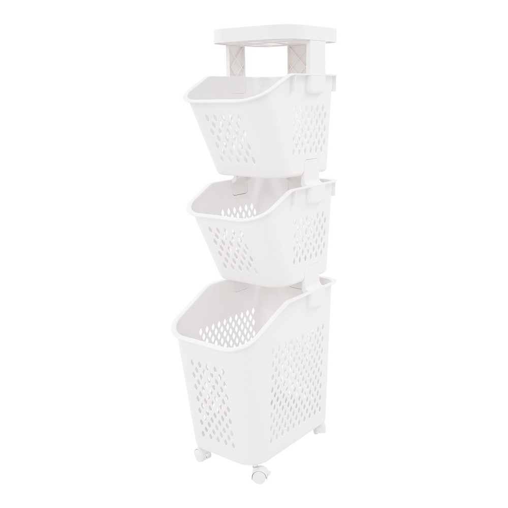 Rolling Laundry Baskets 3 Tiers Laundry Basket with Wheels Modern Laundry Hamper