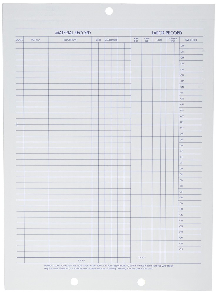 Rediform Auto Repair Polypack, Carbonless Triplicate Forms, 8.5" x 11.625", 5...