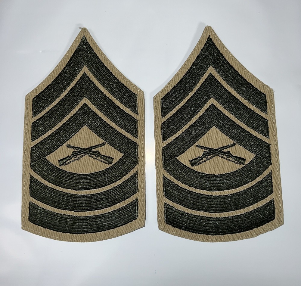 USMC Marines Chevron Master Sergeant USMC Patch Green Khaki Military E-8 MSGT