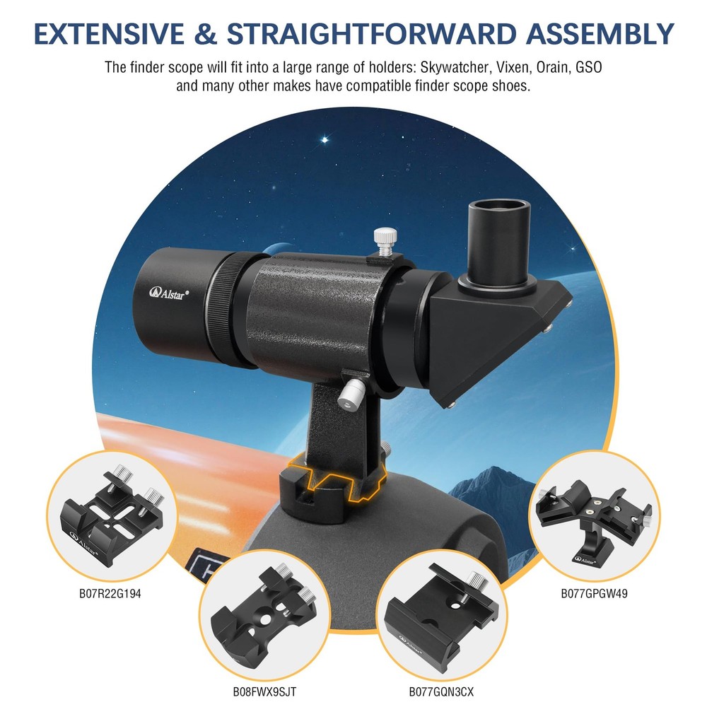 Alstar Telescope Finder Scope, Right-Angle Upright Corrected Image Optical Fi...