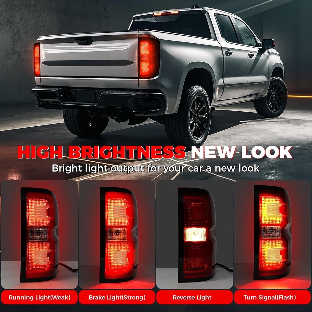 Tail Light Assembly Compatible with 2014 2015 2016-2019 Chevy Silverado 1500 250