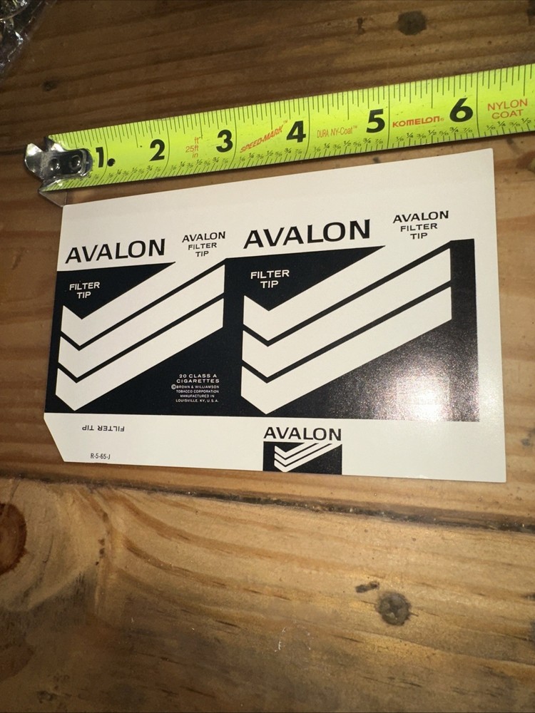 1x Avalon Cigarette Labels Advertising Unused