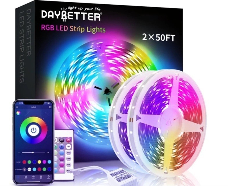 DAYBETTER RGB LED Light Strip 100FT Multicolor Bluetooth App & Remote Control