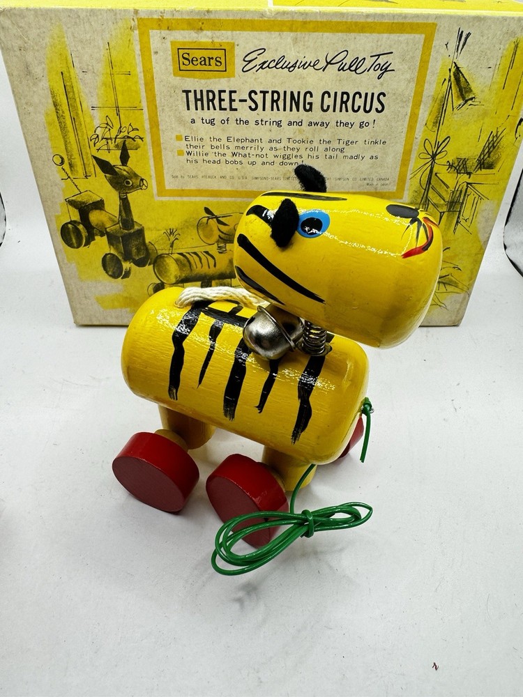 Vintage Sears Exclusive Pull Toy Three-String Circus 1950s – Complete with Box