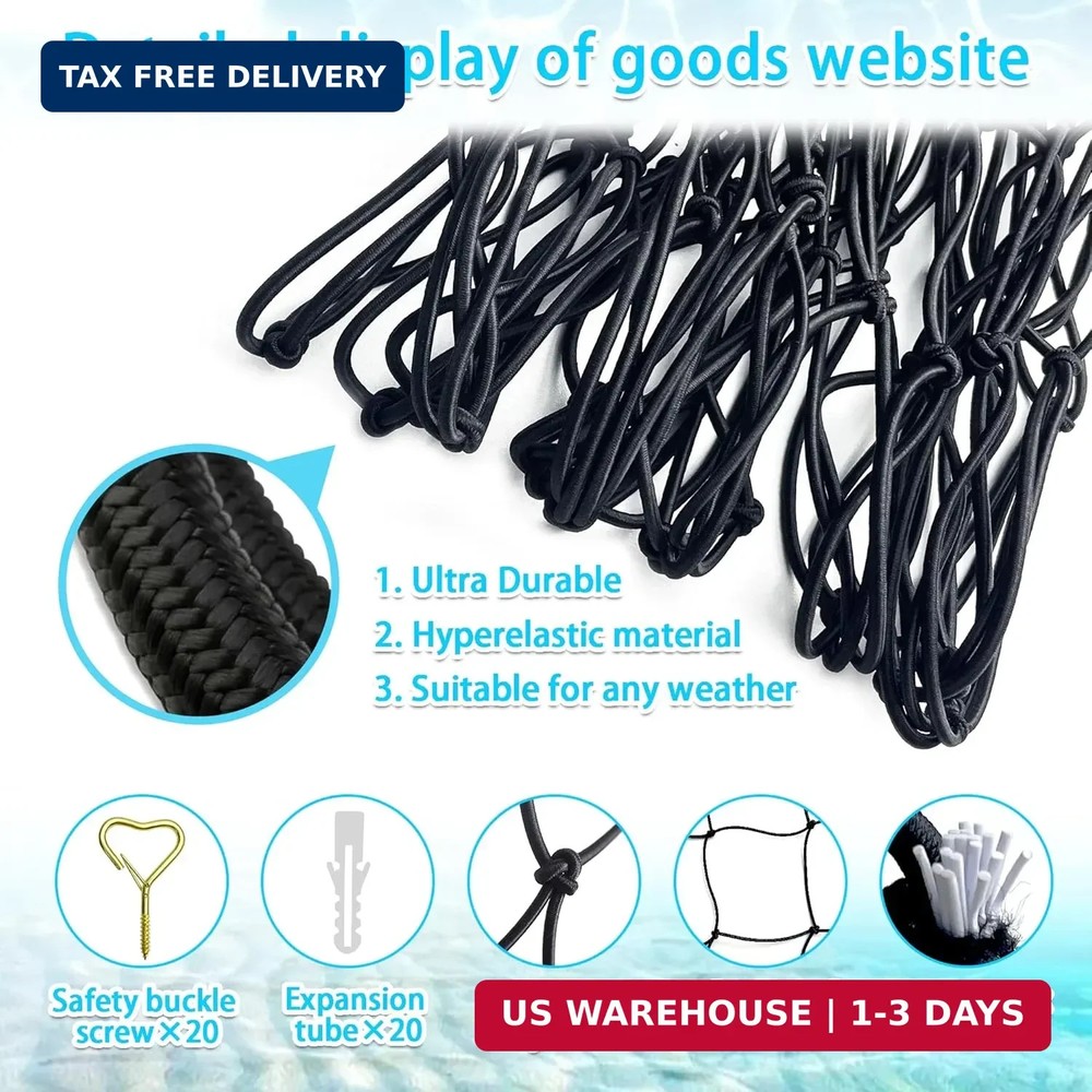 Extra Large Pool Toy Float Storage Net with 20 Windproof Screw Windproof Hooks,