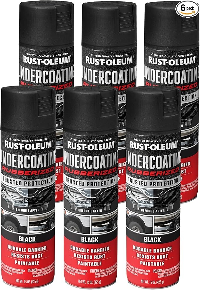 Rust-Oleum 248657-6PK Stops Rust Undercoating Spray, 15 Oz, Rubberized Black, 6