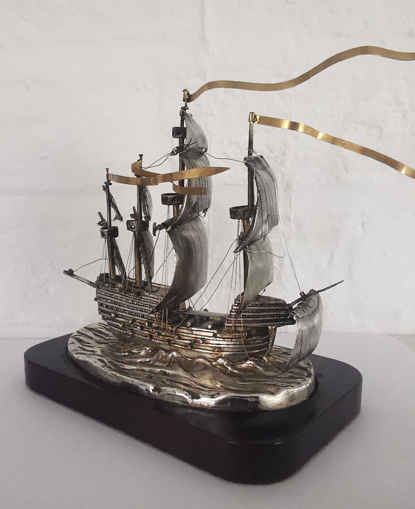Solid Silver Mary Rose Ship Model - Birm. 1981