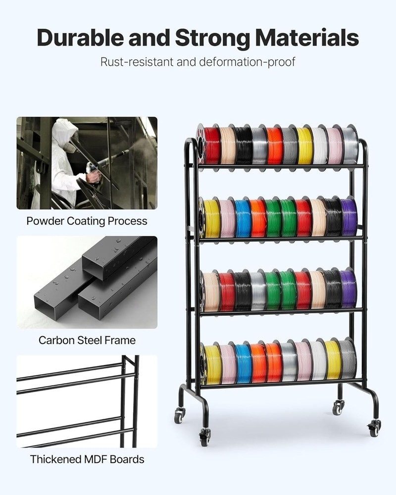 3D Printer Filament Storage Rack 4-Tier 3D Printer Stand with Storage