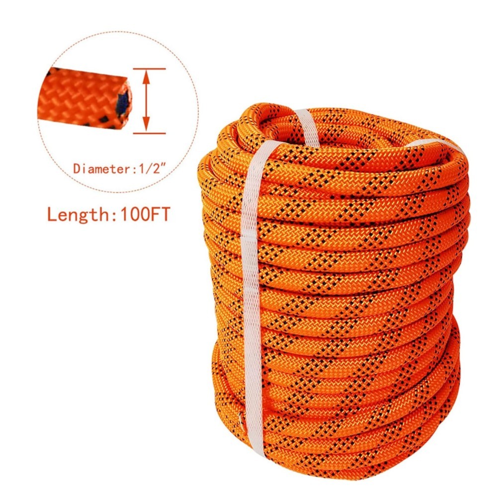 1/2" × 100' Double Braid Polyester Rope Bull Rope 6180Lbs Breaking Strength