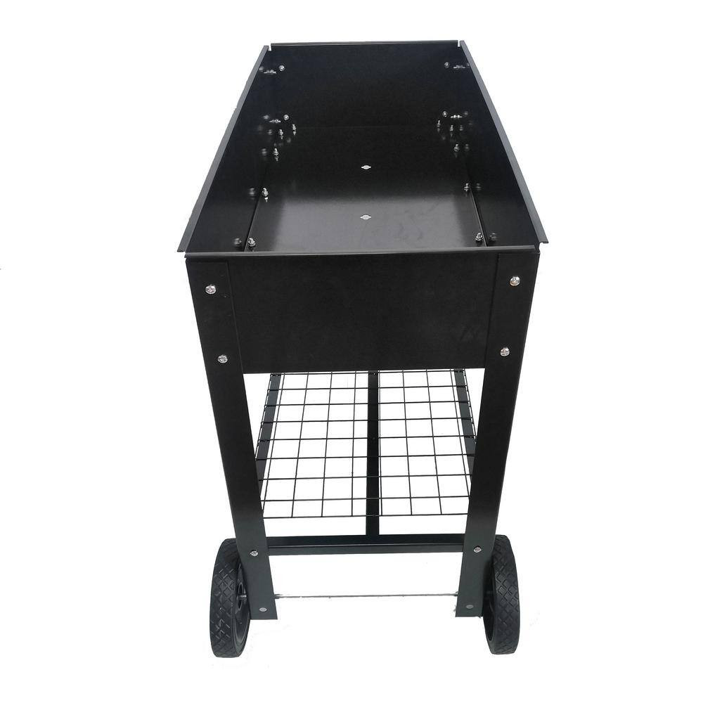 39.80 In. L Black Metal Rectangular Indoor/Outdoor Elevated Tall Planter Raised