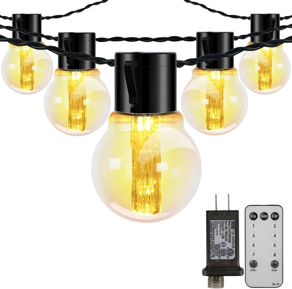 uominy Outdoor String Lights,Plug-in Low Voltage 3.5V,G50 Globe Patio String