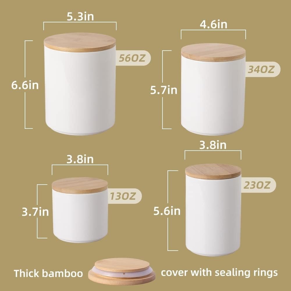 Kitchen Canisters Ceramic Food Storage Jar Set Stackable Containers W/ lids