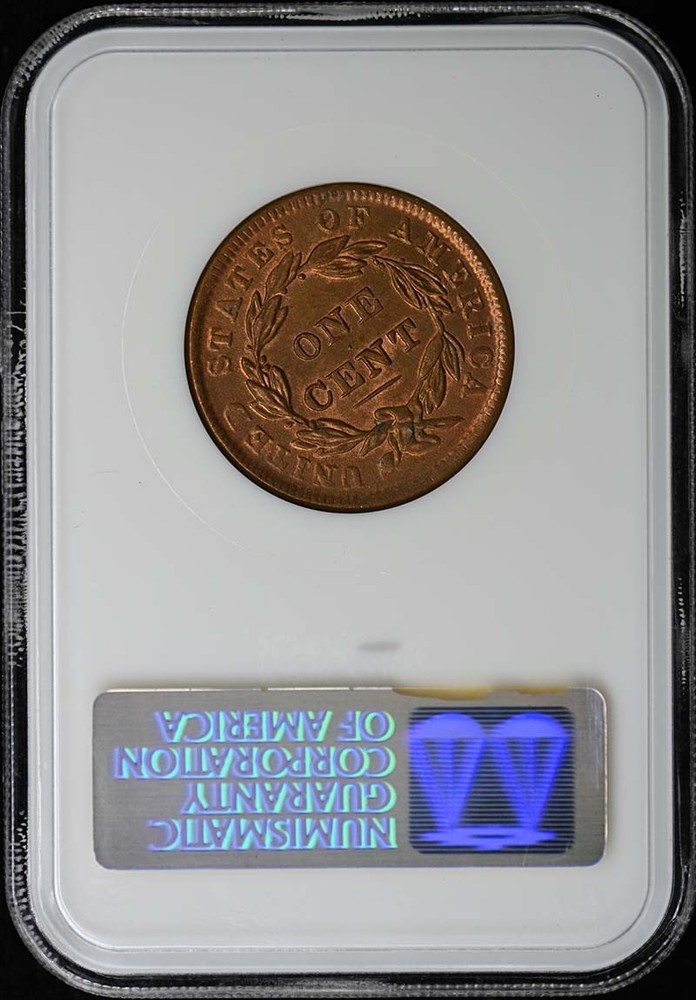 1838 Coronet Cent 1C NGC MS64RD