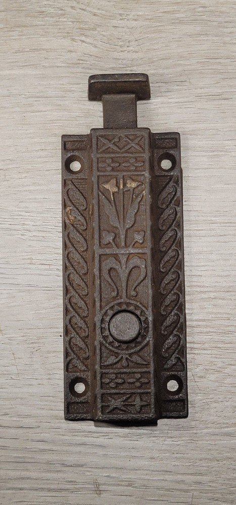 Antique Surface Mount Door Bolt Spring Loaded Ornate