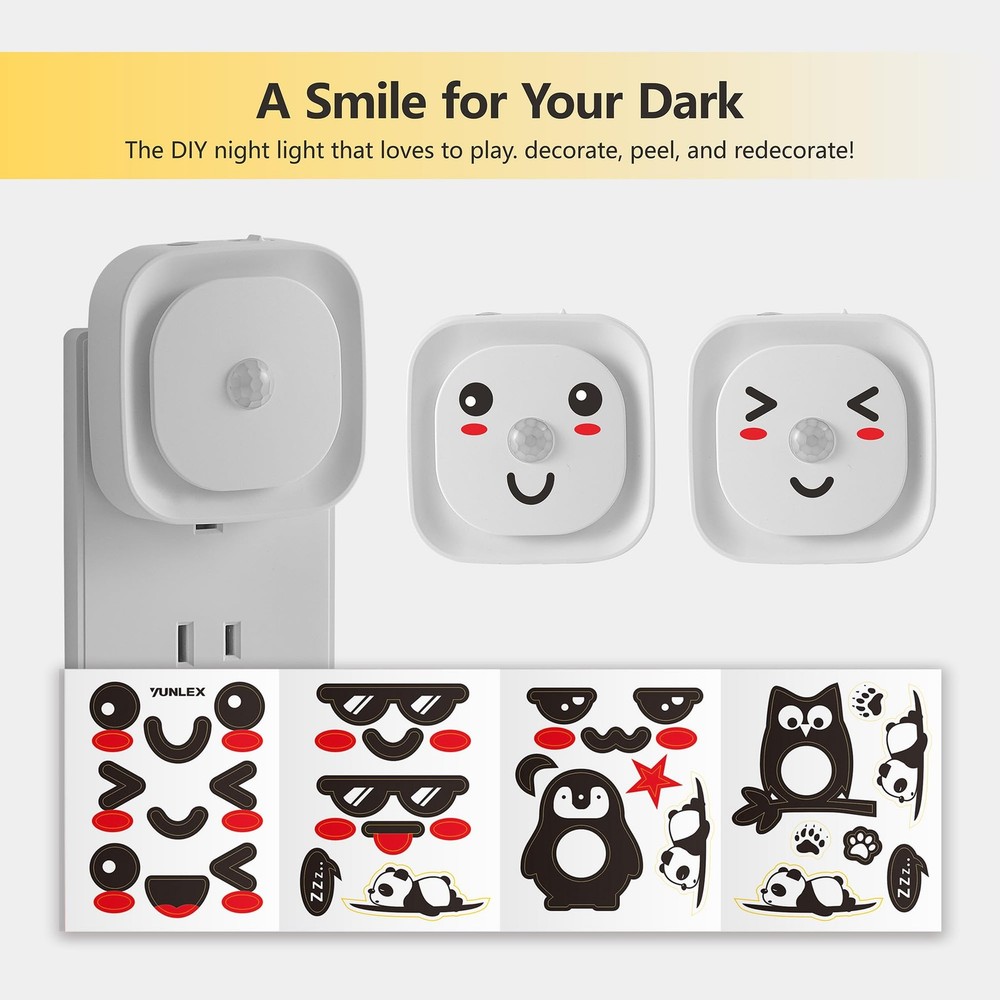 2 Pack Plug in Night Light with Motion Sensor & Dusk to Dawn Sensor, 3 Sensor...