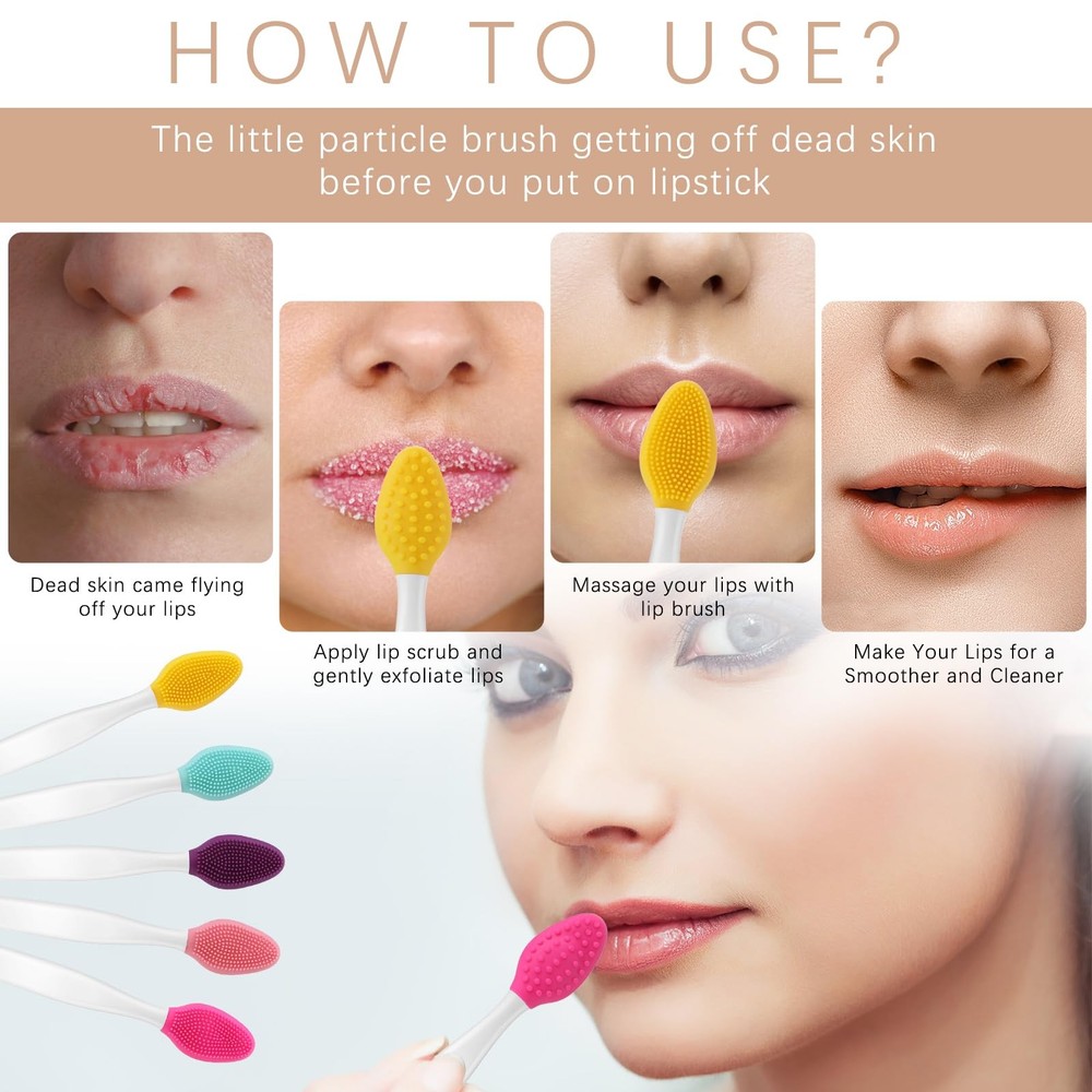 Lip Scrub Brush Tool Double-Sided Mini Gentle Lip Scrub Cleansing Kits Tools