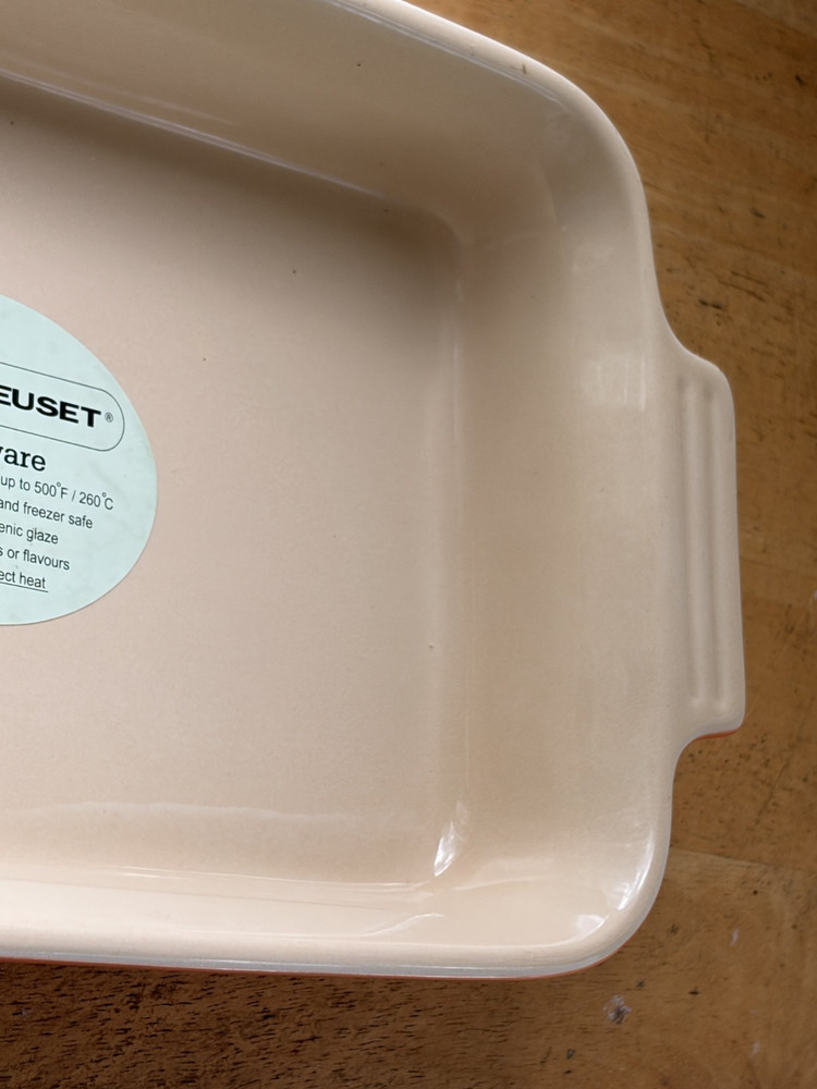 New - Le Creuset Flame Orange Rectangular Baking Dish 10x7 Stoneware