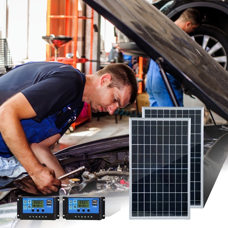 Solar Panel 1 or 2 with Charge Controller Portable Kit for Camping Off Grid