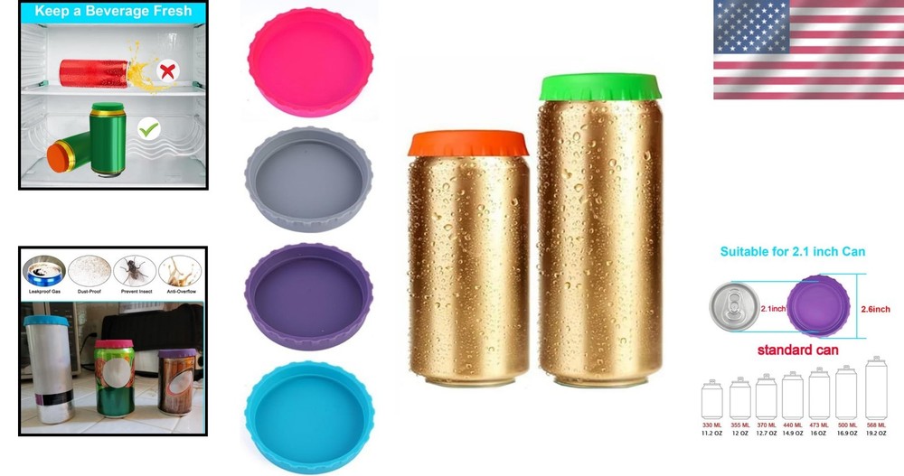 Multi-Purpose Reusable Silicone Can Covers | 6 Pack for All Beverage Sizes
