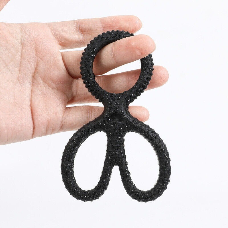 Ball Stretcher Enhancer Squeeze Scrotum Testicle Silicone Ring Delay-Ejaculation