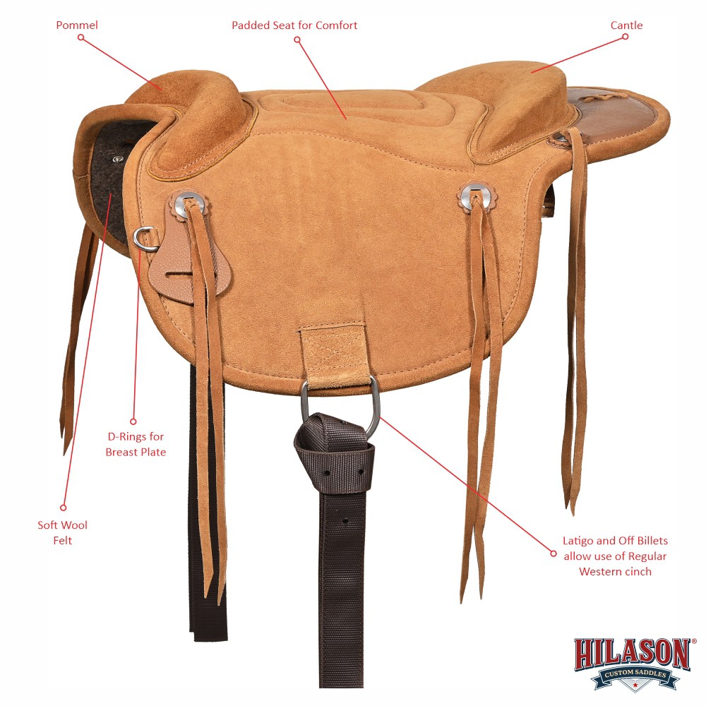HILASON Western Baretek Bareback Pad Horsemanship Treeless Leather Black |