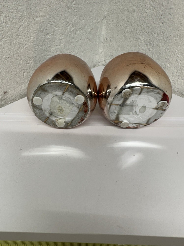 Glazed Copper Coated Ceramic Votive Holders, Pair