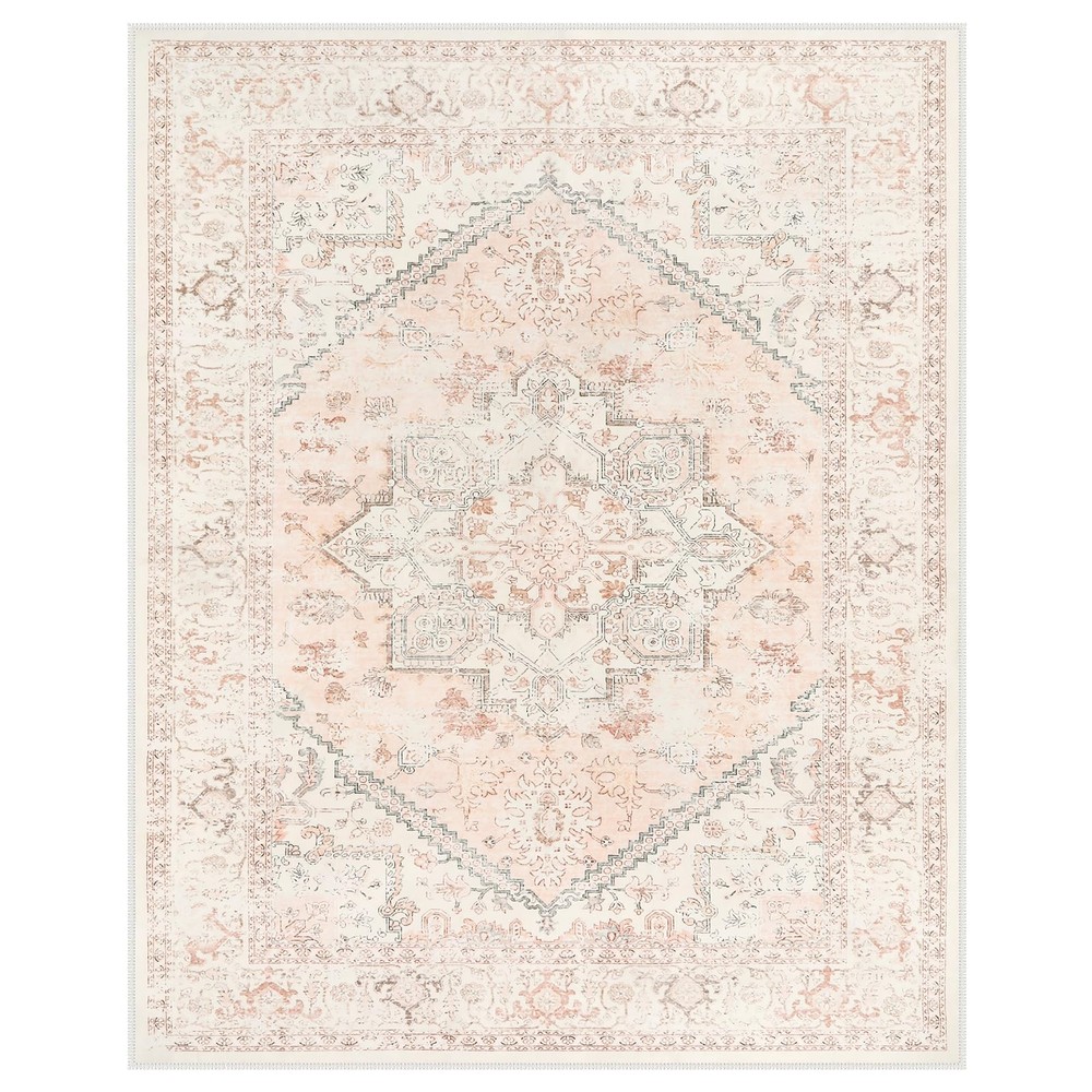 LIVEBOX Pink Area Rug 8x10 - Large 8' x 10' (Rectangular), Medallion